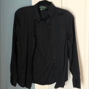 Lauren black button down shirt